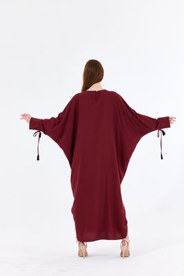  Sense Bordo Manşetli İp Püsküllü Viskon Kimono | KMN35008