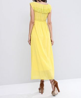  K.Sarı Gübür Detaylı Şile Bezi Elbise | Elb13485
