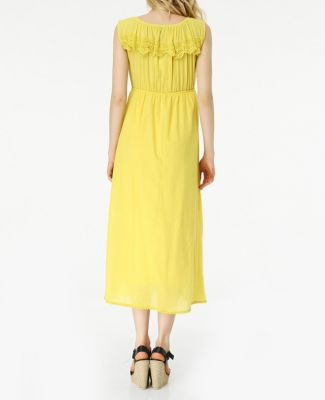  Sarı Gübür Detaylı Şile Bezi Elbise | Elb13485