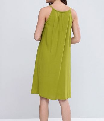  Fıstık Yeşili Önü Örgülü Bağcıklı Elbise | Elb13512