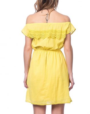  Sarı Yaka Ve Eteği Güpürlü Şile Bezi Elbise | Elb13484