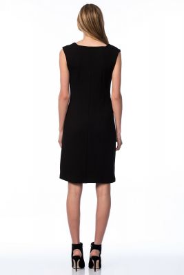  Siyah Sağ Önü Metal Fermuarlı Deri Garnili Çelik Elbise | Elb13634