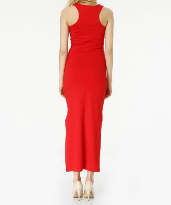  Sense Kırmızı Kolsuz Uzun Dalgıç Abiye Elbise | Elb13800