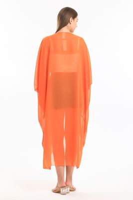  Sense Oranj Saten Şifon Plaj Kimono | ELB33597